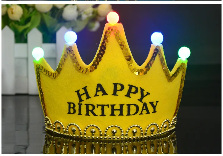 Birthday Party girl clips King princess Decorations LED Happy Birthday clips Flash Crown Hat Birthday for kids
