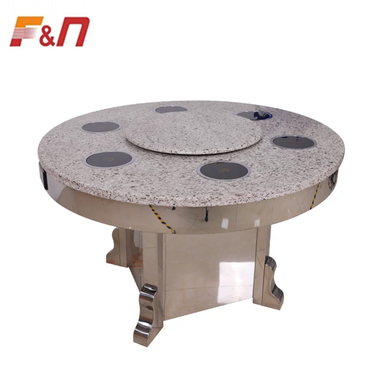 Multiple protection modern timer smokeless round dining restaurant hot pot table