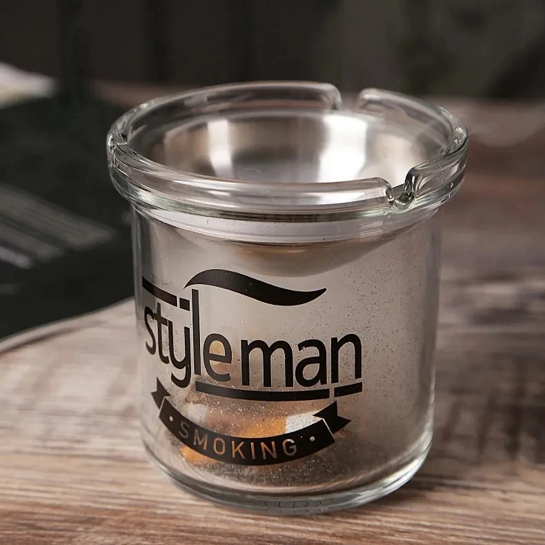 Custom Glass Tobacco Sublimation Smoking Cup Car Portable Handheld With Lid Windproof Cigar Ashtray