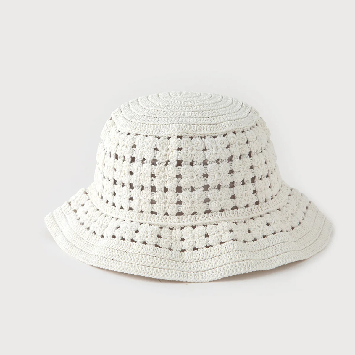 2025 Hot Sales Korean Style Custom Fashion Foldable Breathable Crochet Stripe Straw Hat Beach Sun Uv Protection Bucket Hats Caps