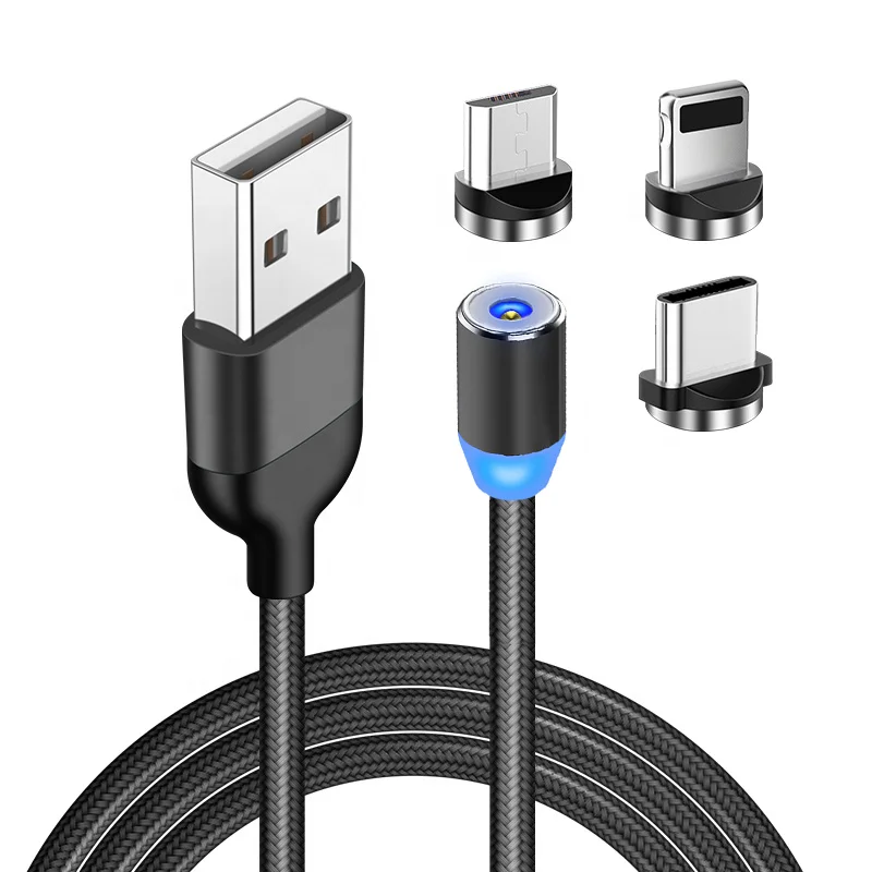 3 в 1 Usb с магнитными разъемами для 2.4A быстрой зарядки кабель нейлоновой оплеткой кабеля по нанесению собственных логотипов C Type-C мобильного телефона передачи данных