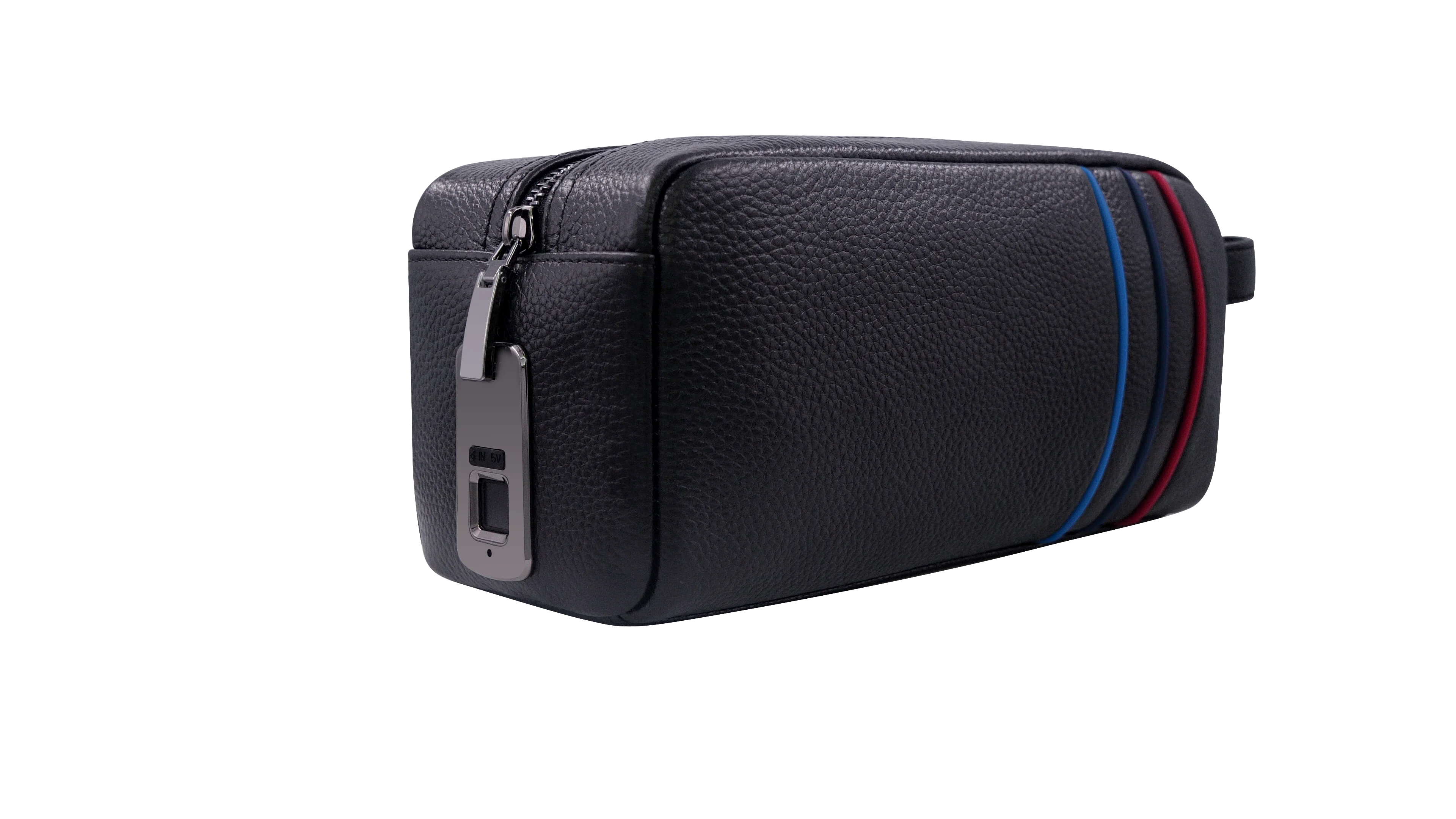 Black anti-theft Real leather Fingerprint unlock Customize  Smart Clutch   Bag   for Men