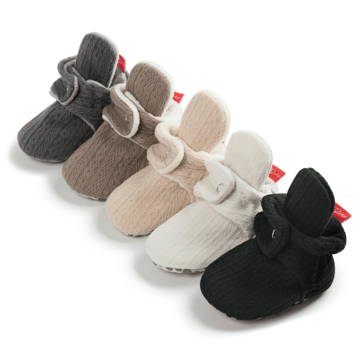 Customize Newborn Indoor Winter Socks Buttons Knitting Cotton Soft Sole Infant Crib Shoes Baby Booties