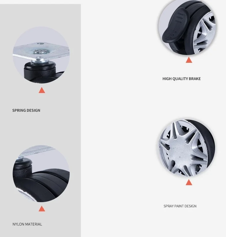 2.5 Inch 65MM Furniture Caster TPE Double Wheels Swivel Castor With Screw/Brake