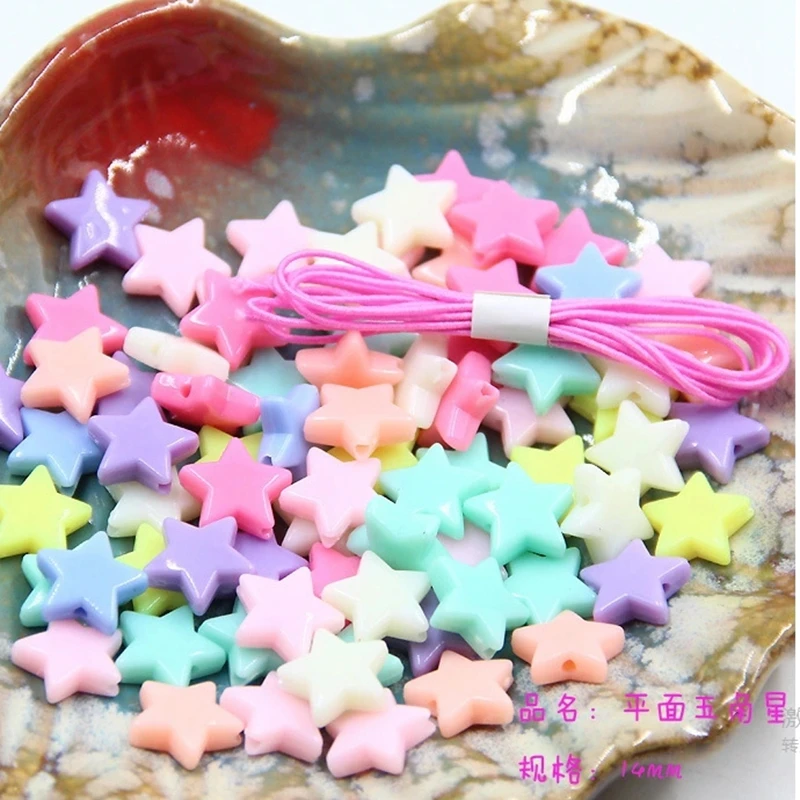 Factory Plastic Beads Acrylic Big Hole Pony Beads set DIY Kit 35 grams a pack with cord