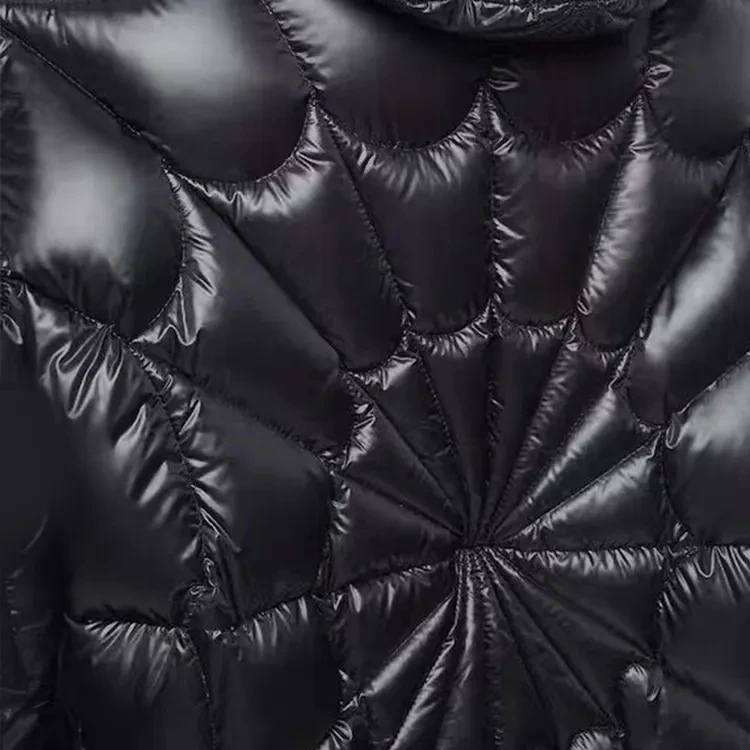 High Street New Fashion Custom Bubble Jacket for Men Spider Web Padded Cotton Men Winter Jackets Black Shiny Puffer Jacket