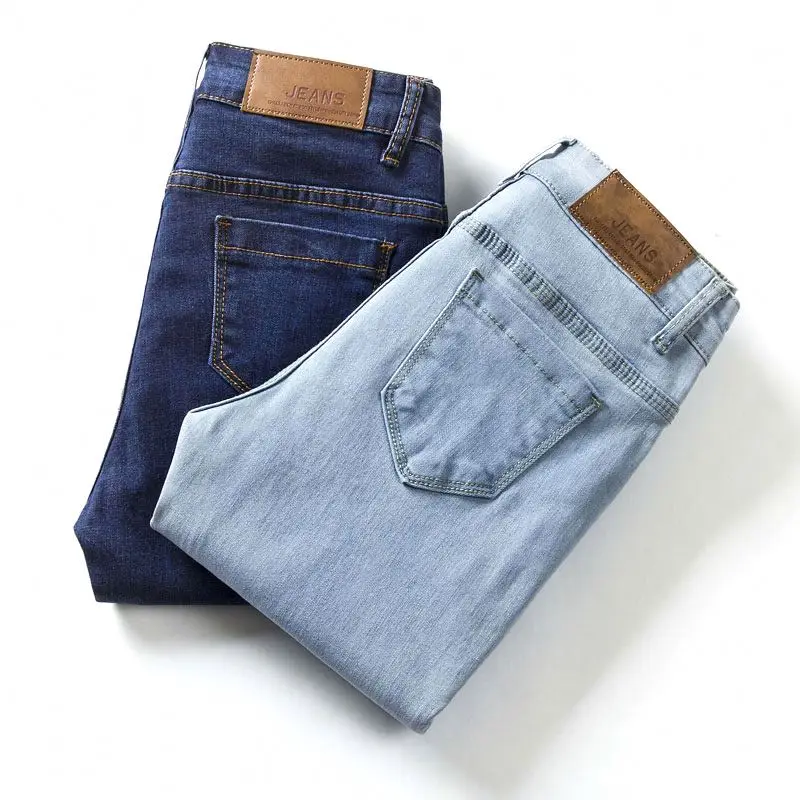 Best Standard Cheap Blue Plus Size Fabric Good Women High Waist Jeans Fall Jeans Thin Pants Women Denim Pant For Women