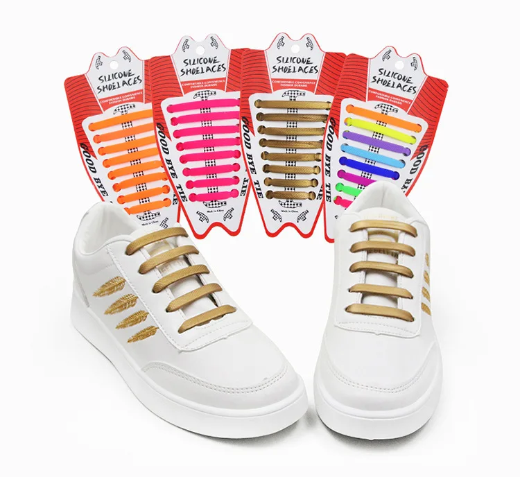 16 pcs kit Elastic No Tie High Quality Hammer Shape Silicone Shoe Laces Rubber Outdoor Sneakers Quick Lazy Shoelace