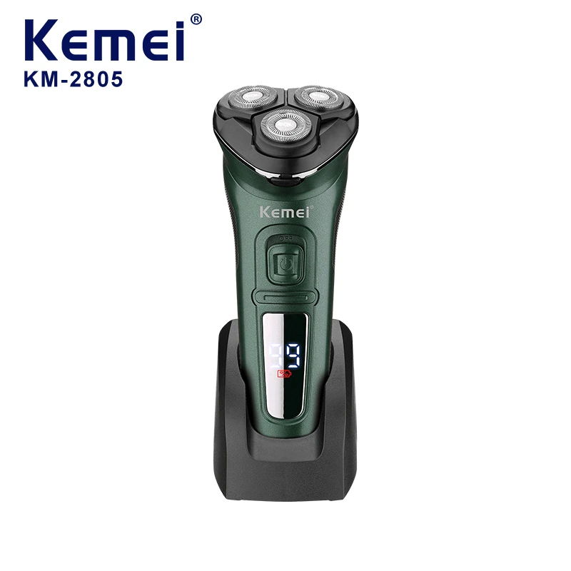 Kemei Km-2805 Водонепроницаемая бритва с Usb-зарядным основанием из нержавеющей стали лезвие для бритья перезаряжаемым цифровым дисплеем электробритва