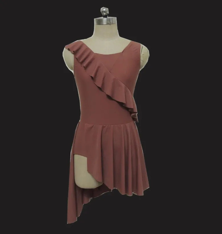 Girls performance wear children stage sleeveless mini leotard ballet dress kids ruffles modern ballet dance costumes short dress