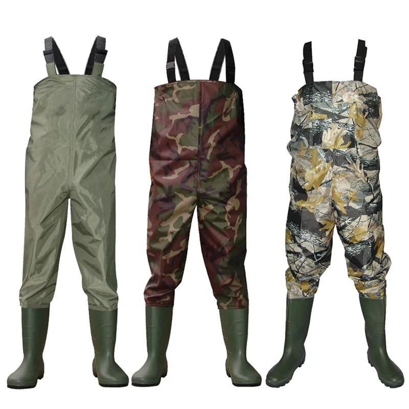 wholesale outdoor camping hunting waterproof pvc chest suit fishing wader with boot