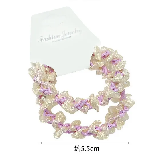 Spring Summer Cute Mesh Dual Twist Braid Colorful Elastic Girls Hair Ties Band Hair Rubber Bands Organza Rubber Hair Ties