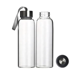 High quality glass water bottle 420ml/600ml Unbreakable borosilicate glass water bottle