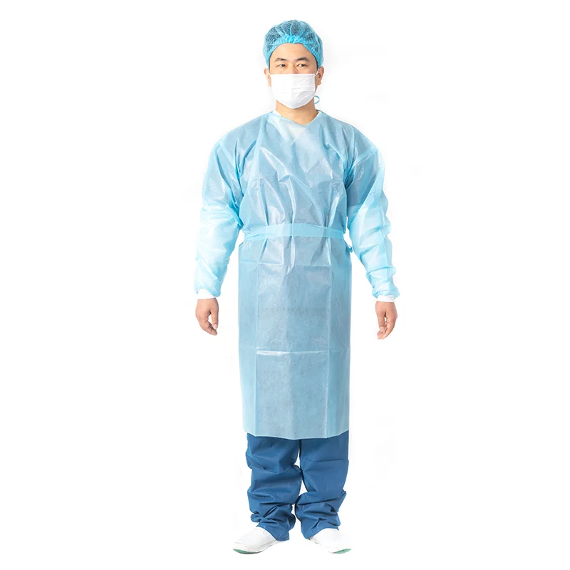 High Quality Non Woven Impervious Hospital Disposable Isolation Gown Isolation Gown With Cotton Cuffs