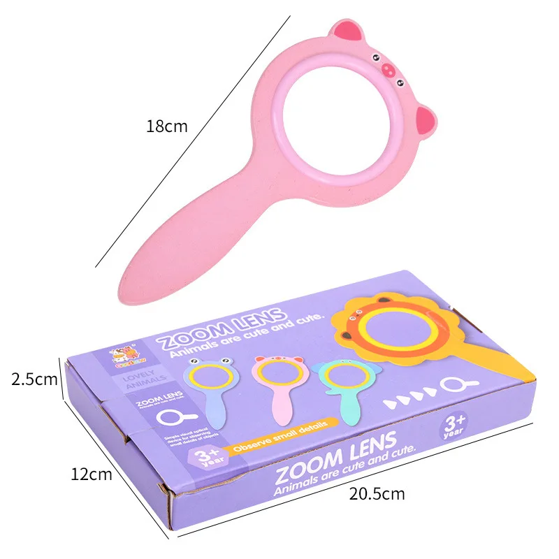 Toy fun Kids explore natural toy examine insects and plants wooden cartoon magnifying glass zoom lens