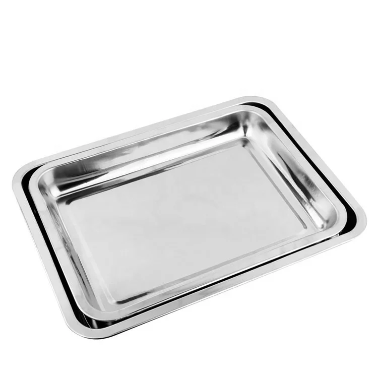 
BBQ stainless steel serving trays metal wholesales quare plate Hotel restaurant 