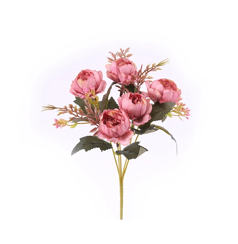 Оптовая продажа, высококачественный подарок, искусственный шелк, свадебный цветок, маленький пион, чайная роза, букет для украшения дома