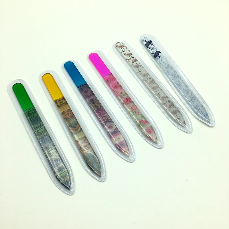 
crystal glass nail file Professional small curve double Side Sand Sprayed glass nail file 