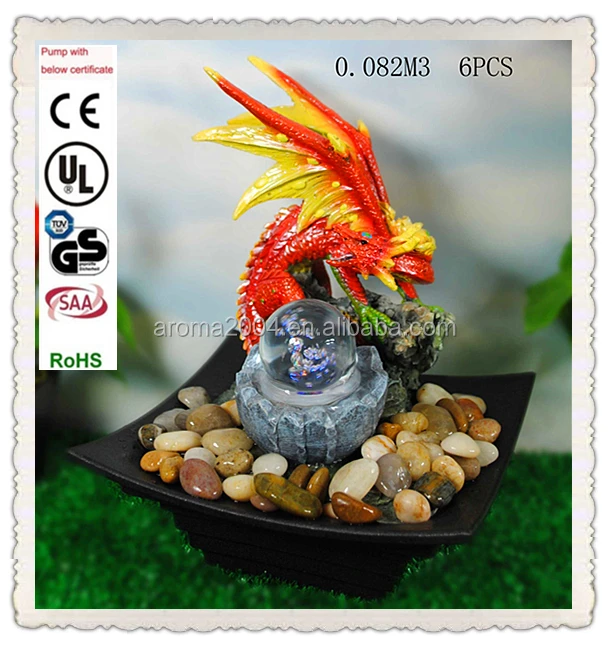 resin decoration crystal ball western dragon water fountains indoor