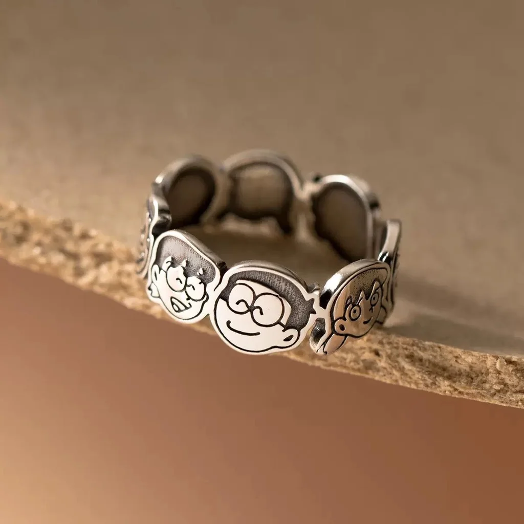 New Trendy Cute Doraemon Opening Ring for Women Men Personality Japanese Anime Character Adjustable Rings Unisex Jewelry