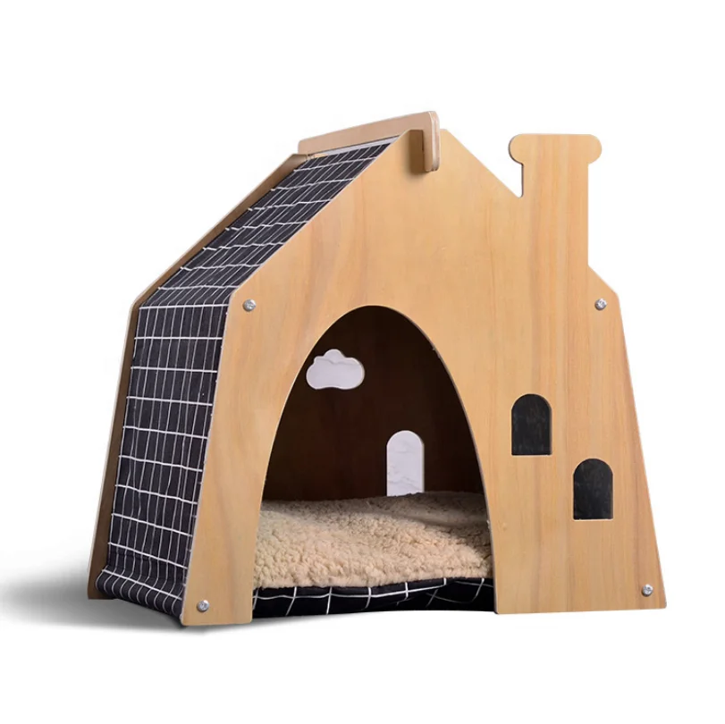Eco Friendly Pine Wood  Pet House& Villa &Collapsible Bed & Breathable Maternity Ward Kennel for Dog  Cat Rabbit House Furniture