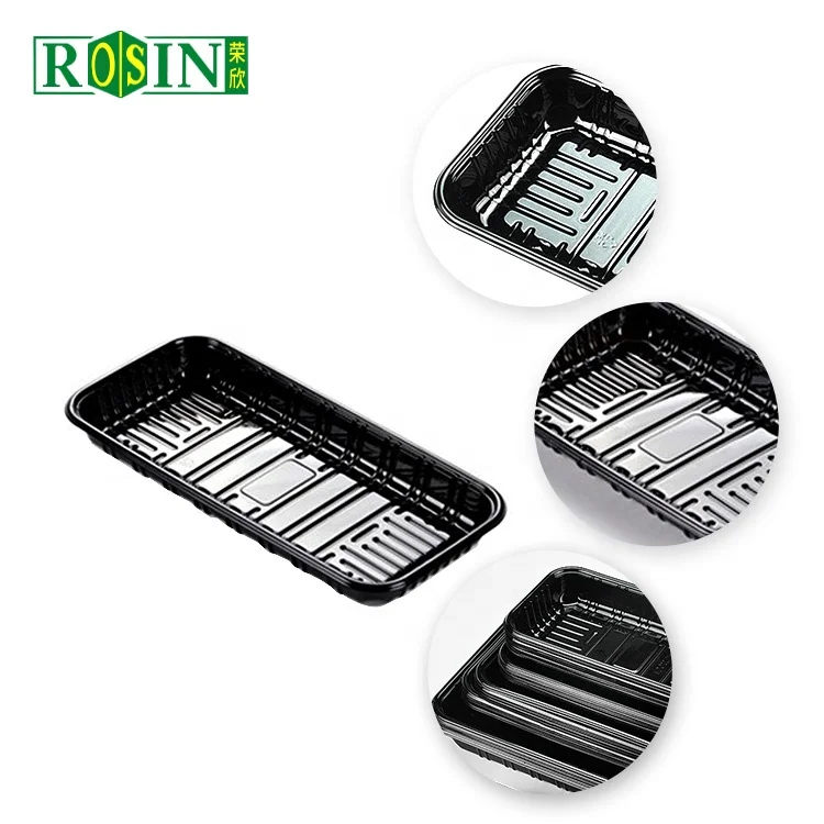 Supermarket Vegetable Fruit Meat Plastic Tray Disposable Sealable Film Food Grade Frozen Fresh Packaging Box Seafood tray