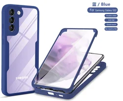 Чехол для телефона с полным покрытием 360 градусов Samsung Galaxy S22 S21 Plus ультратонкий полноразмерный чехол прозрачная задняя панель