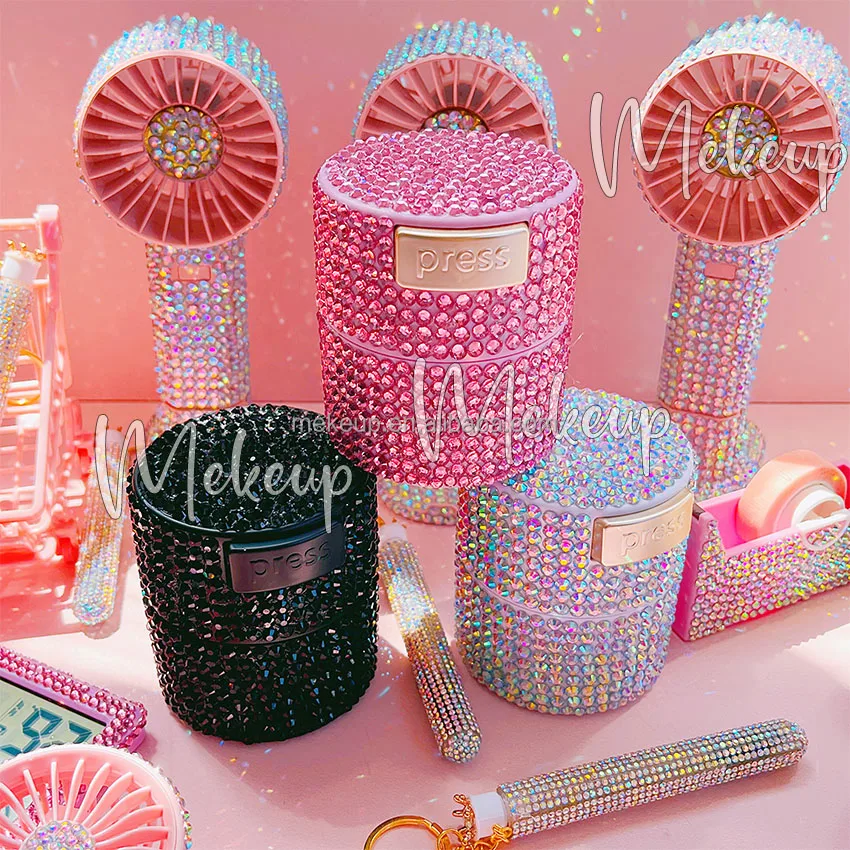 Handheld UBS Portable Fan Summer Rechargeable Battery Mini DIY Diamond Fans For Lash Dryer