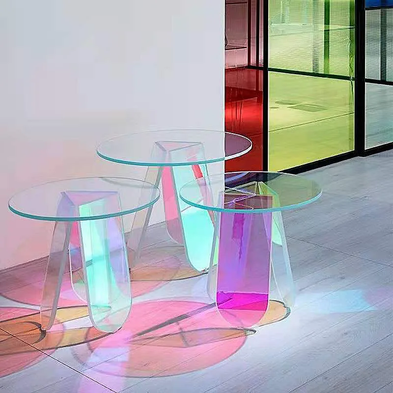Fashion Nordic Clear Iridescence Modern Living Room coffee table clear acrylic