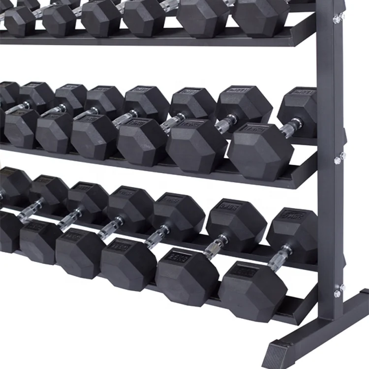 Fitness Accessories Gym Equipment Three Layers Hex Triangle Dumbbell Stand Rack