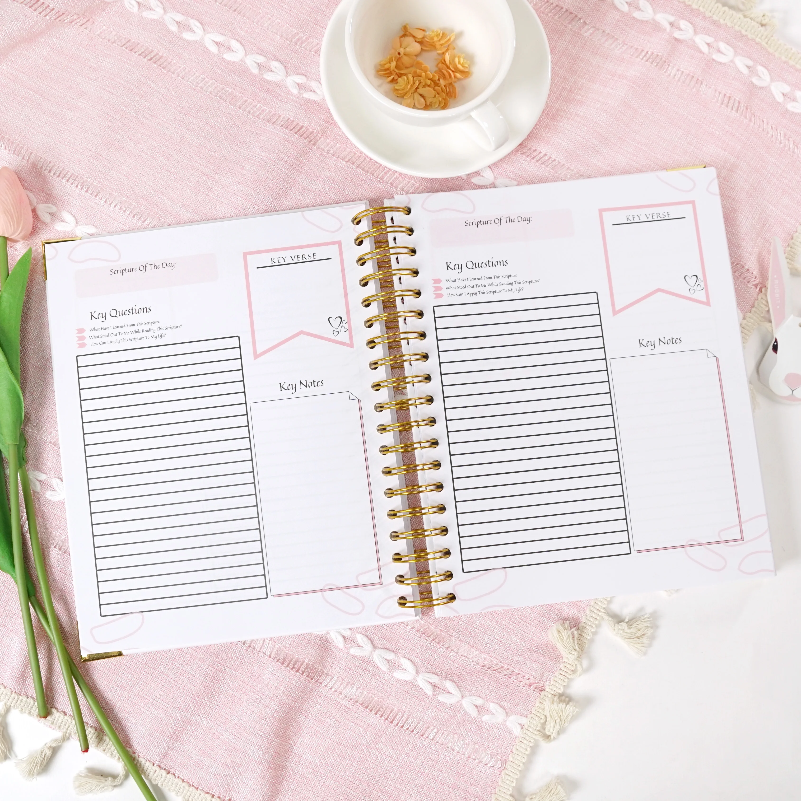 A5 Women Wholesale Self Care Daily Custom Printing Planner Bible Study Planner Notepad Prayer Journal Book Notebook With Box Set