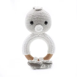 Высококачественное деревянное кольцо с милыми животными на заказ, детская погремушка-кролик ручной работы