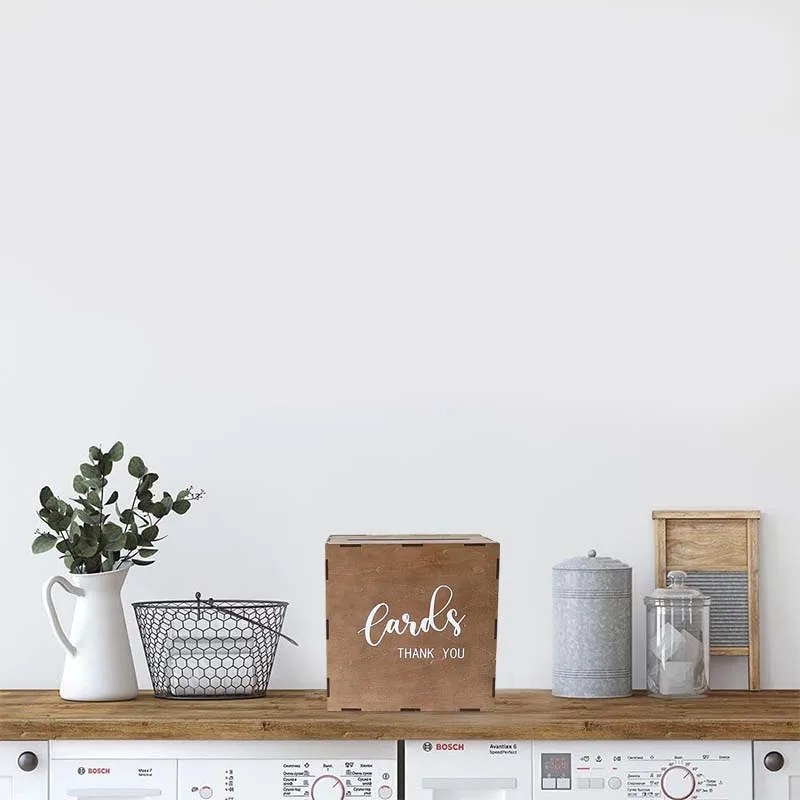 Rustic Wood Gift Card Box Wooden Envelope Money Box for Wedding Reception Party Birthday Baby Shower Graduation Decorations