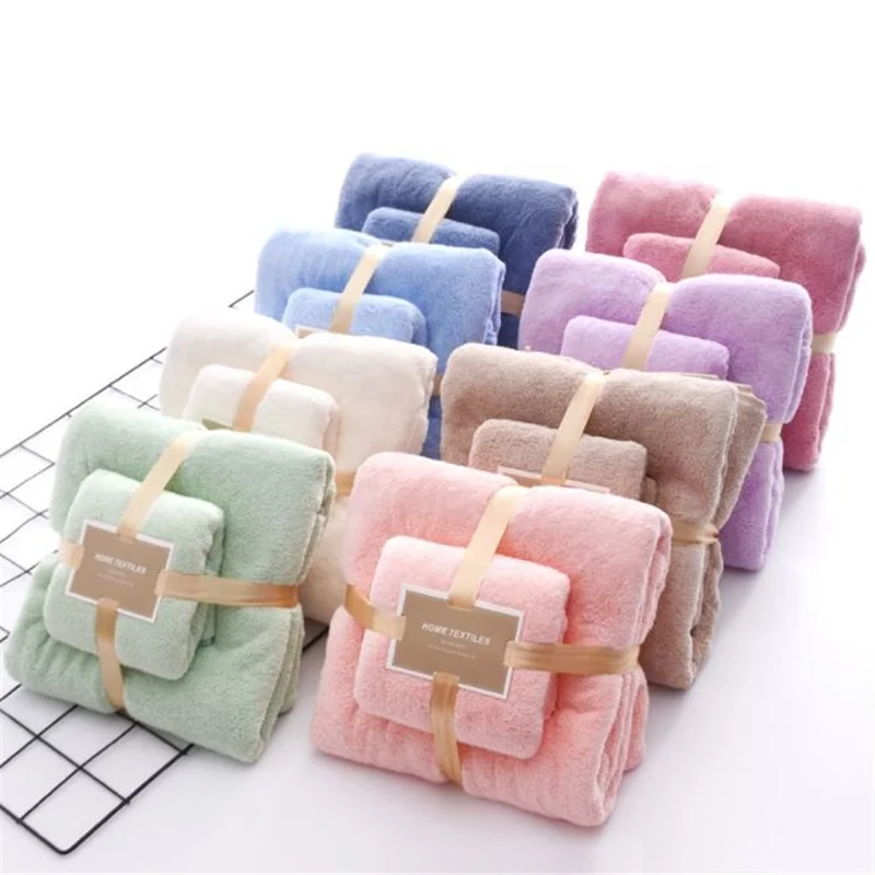 Высококачественное красочное бархатное женское банное полотенце из кораллового бархата, наборы мягких пушистых полотенец для мытья лица