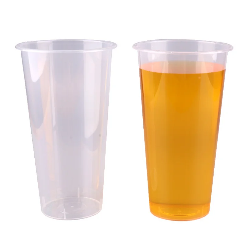 PP cups reusable Custom Logo Boba Cup Clear Bubble Tea Disposable Plastic PPs Cup