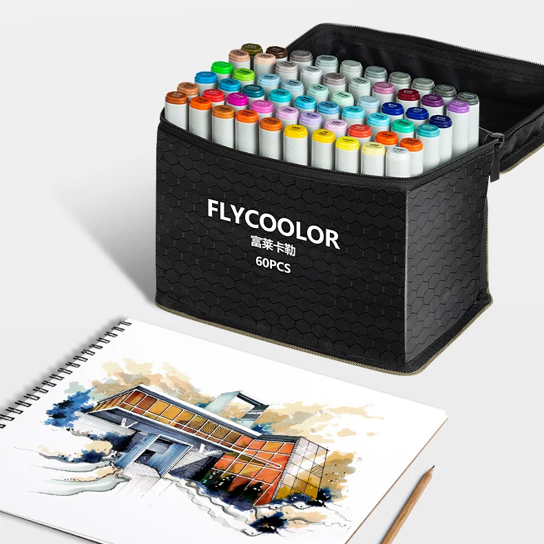 Superior alcoholic based drawing marker  bullet and chisel double nib 470 colors totally japanese nib and ink