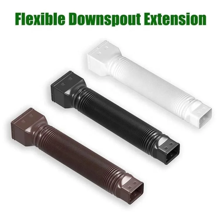 Hot sale Amazon custom Extendable Flexible 2-Pack Brown Rain Gutter Downspout Extensions from 21 to 63 inch with Screws