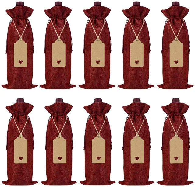 Environmental natural  jute burlap drawstring bags for wine gunny bangladesh pouch