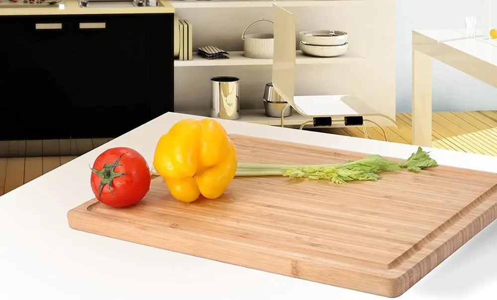 High Quality Large Organic Bamboo Kitchen Chopping Block Wood Cutting Chopping Board with Juice Groove