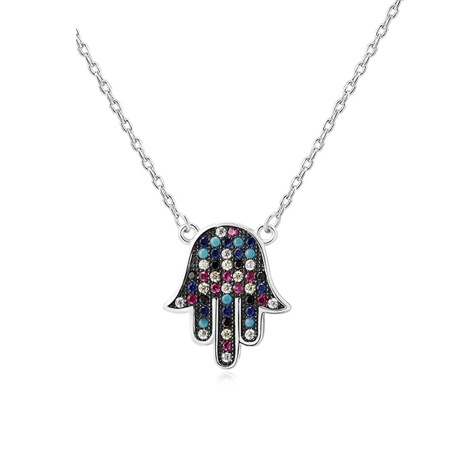 
Wholesale Blue hamsa opal jewelry 925 silver necklace pendant jewelry 