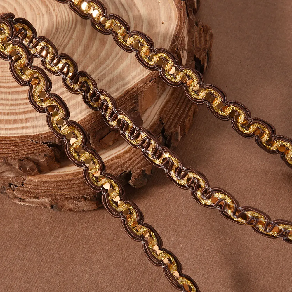 Metallic Braided Gimp Trim Crafts Ribbon for Wedding Birthday Party Decoration
