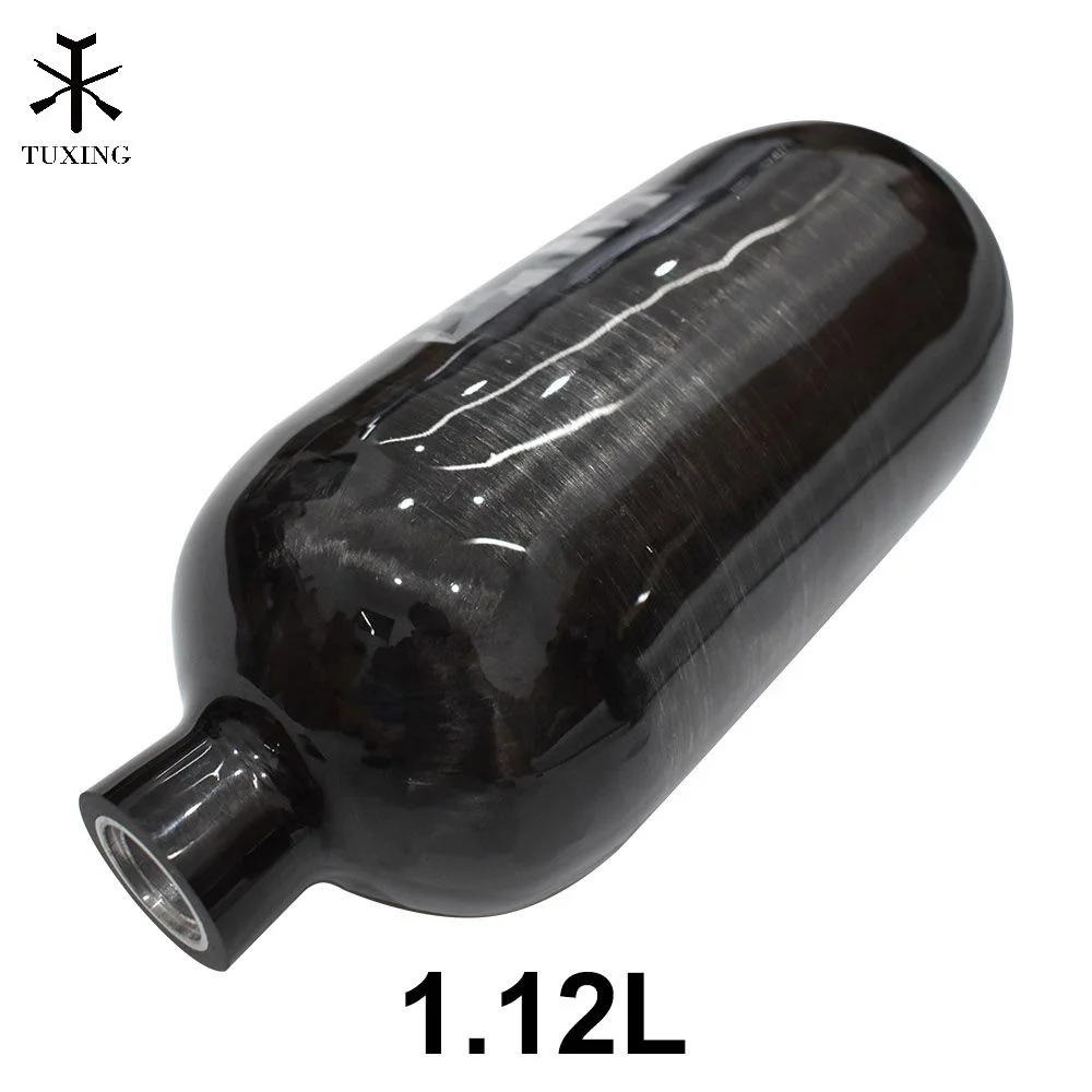 TUXING Factory Outlet 1.12L 4500Psi 300Bar PCP High Pressure Free Breathing Compressor Gas Receiver Small Carbon Fiber Air Tank