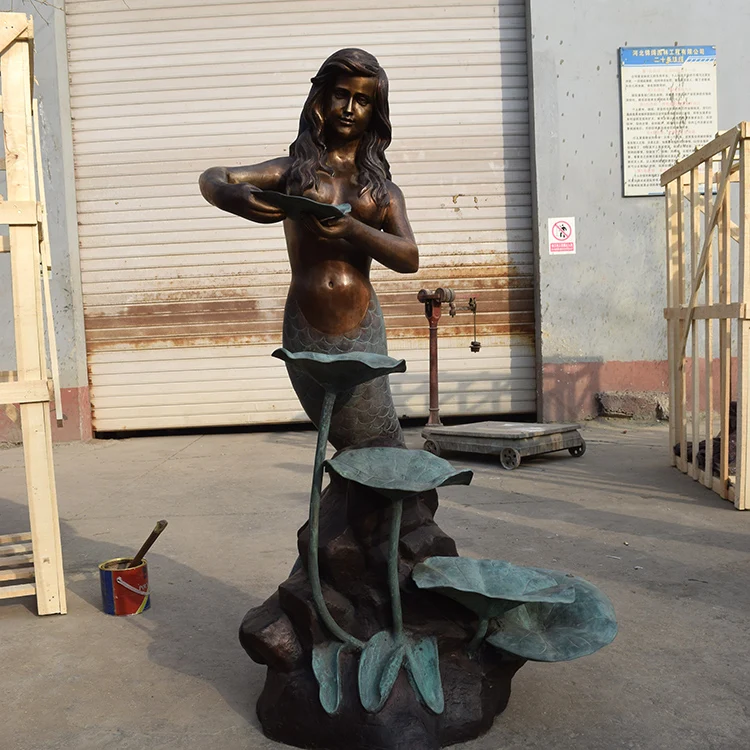Индивидуальная абстрактная большая наружная бронзовая женская статуя русалки в натуральную величину