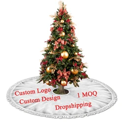 Christmas Tree Vortical Bling Bling Wine Red Pattern Custom Hotel Christmas Tree Skirt Vintage Christmas Ornaments Decor in Bulk