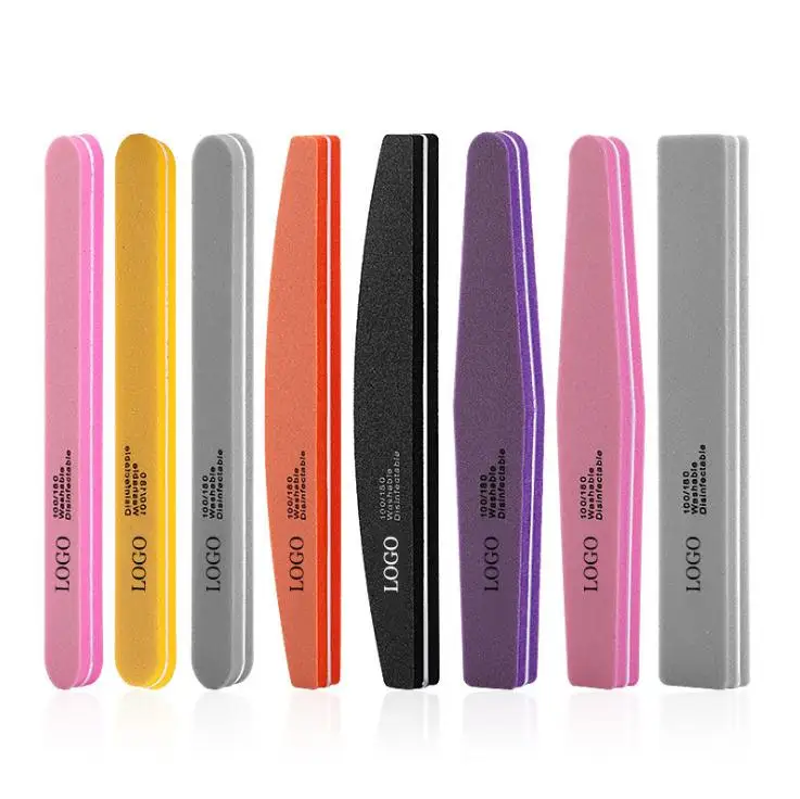 Hot Selling professional Nail File 100/180 grit  Washable Double Side Sponge Nail Buffer