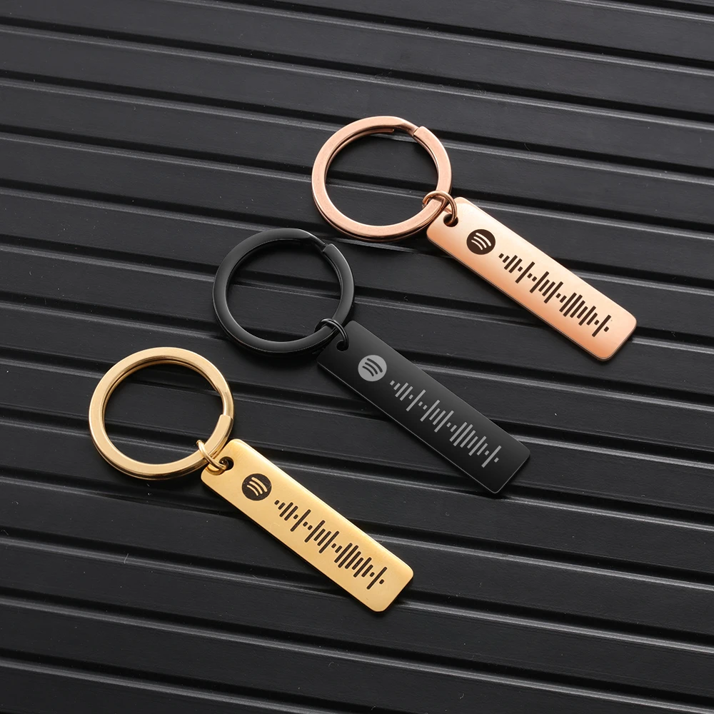 Fashion Keychain Blank Custom Spotify Code Stainless Steel Metal Key Chains Scannable Code