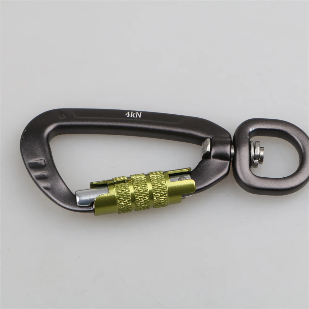 Custom Factory Price Heavy Duty Hiking 7075 Aluminum  Climbing Multi Tool 4kn Swivel Carabiner Hook For Dog Leash