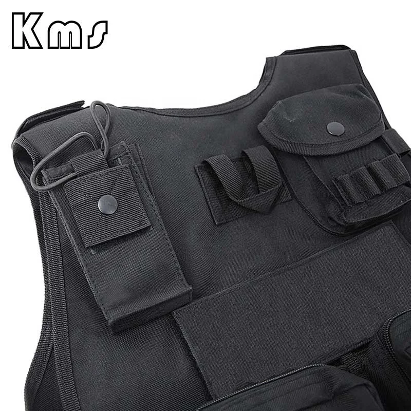 KMS Custom Wholesale Hot Sale 600D Polyester Black Assault  Equipment Tactical Vest For Law Reinforcement