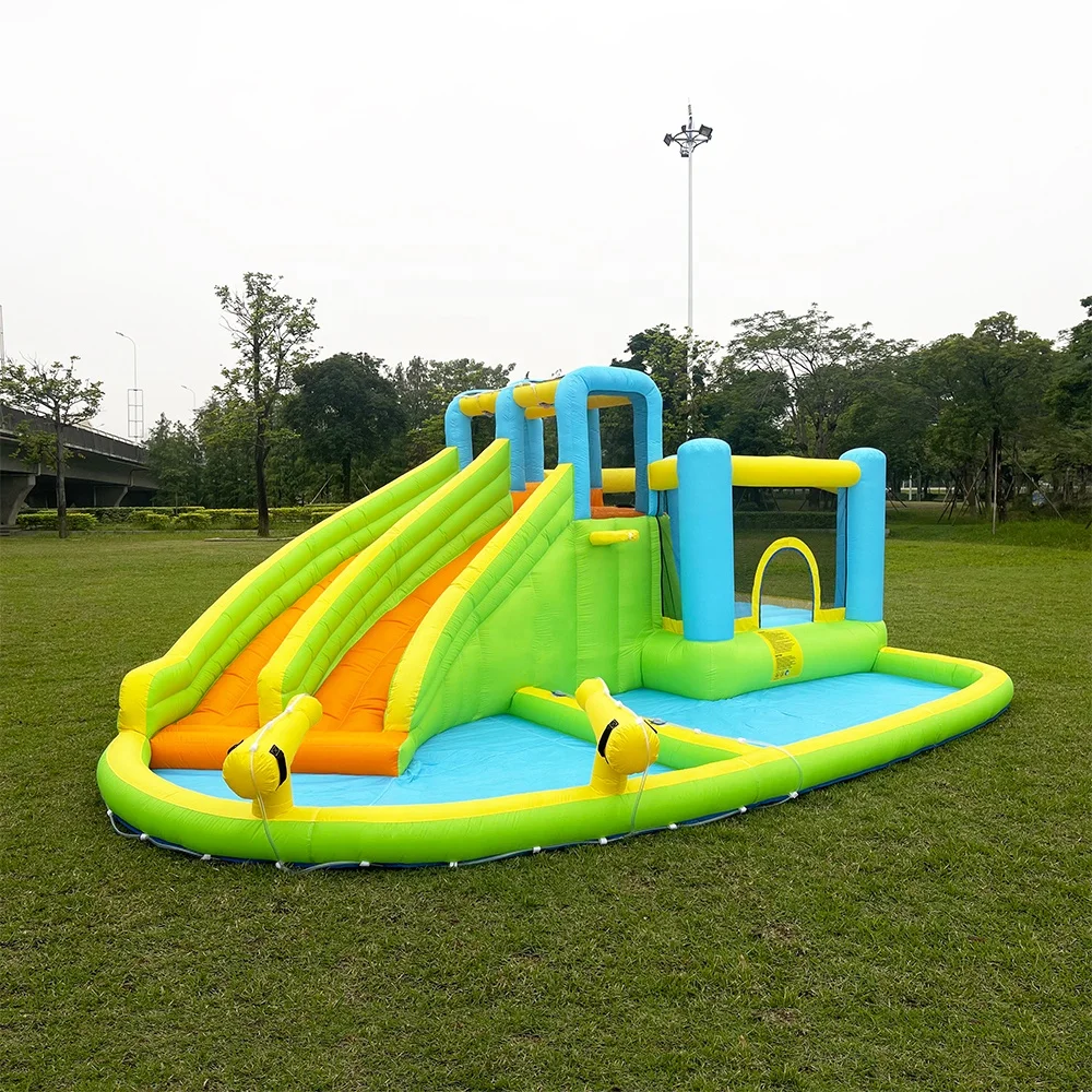 Пианино механический домик для подпрыгивания быков Коммерческая надувная двойная водная горка бассейна прыжки на поверхности замок