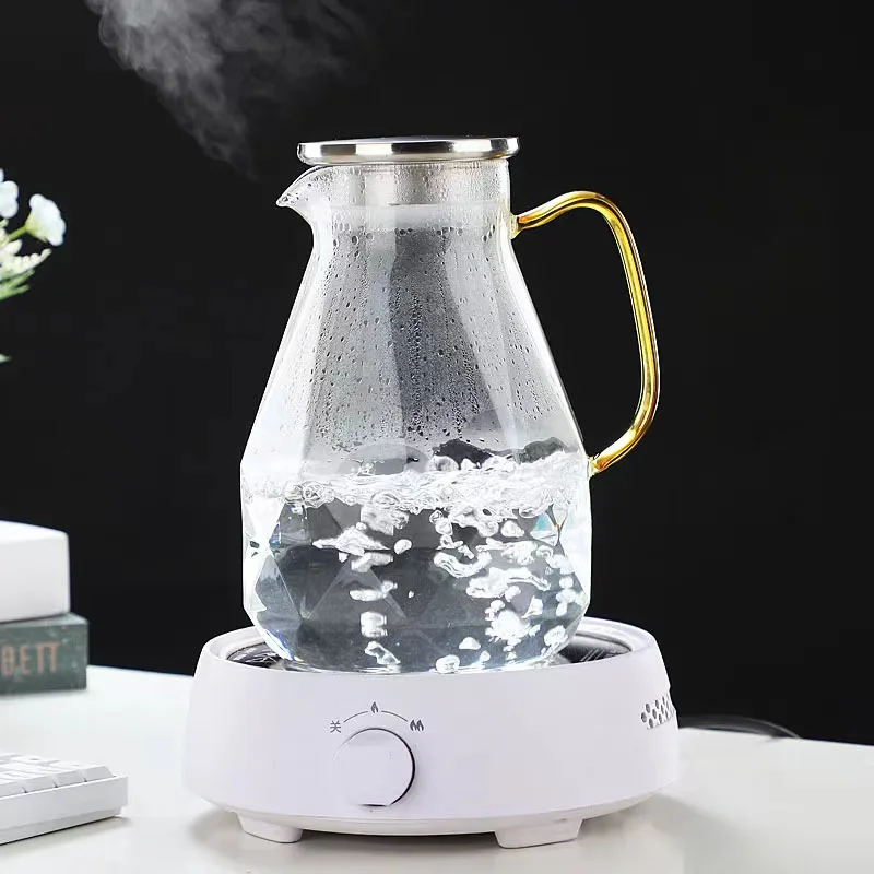 High borosilicate drinking glass bottle hot sale diamond shape pitcher teapot glass jug